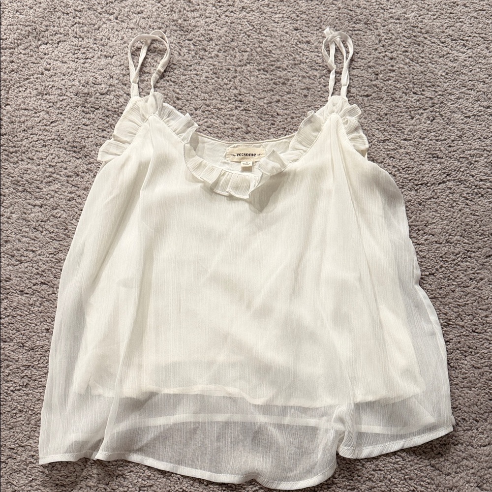 Aritzia Cream Ruffled Camisole
